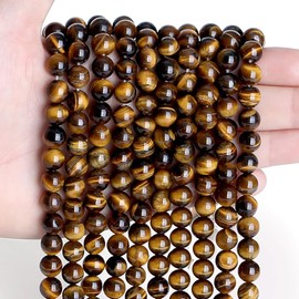 XIANNVXI 8mm Tigers Eye Beads Crystal Beads for Jewelry Making Tiger Eye Stone Beads Gemstone Beads for Crafting Loose Beads Round Beads Craft Beads Jewellery Beads Bracelet Beads 47 Pcs