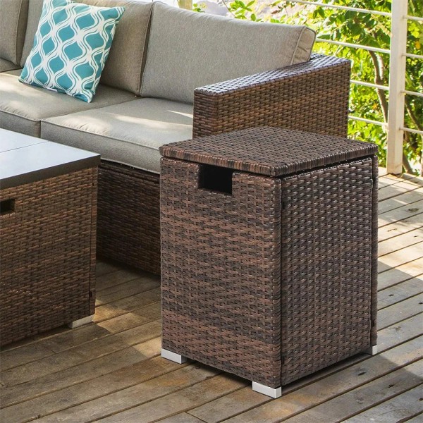 Not Available 16" Propane Tank Cover, Outdoor Hideaway Brown Wicker