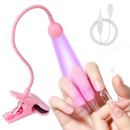 UV Nail Lamp LED Light for Gel Nails, BORNBYME 3W Portable Goose Neck UV Light with Fixed Clip USB Charge for Nail Salon Home Lamp for Gel X Nails, Pink