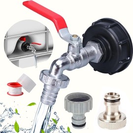 IBC Tank Accessories Brass, IBC Outlet Tap 1/2 Inch, IBC 1000L Water Tank Accessories Brass, S60 x 6 IBC Container Accessories Adapter, Outlet Tap Rain Butt to 1/2 Inch (New)