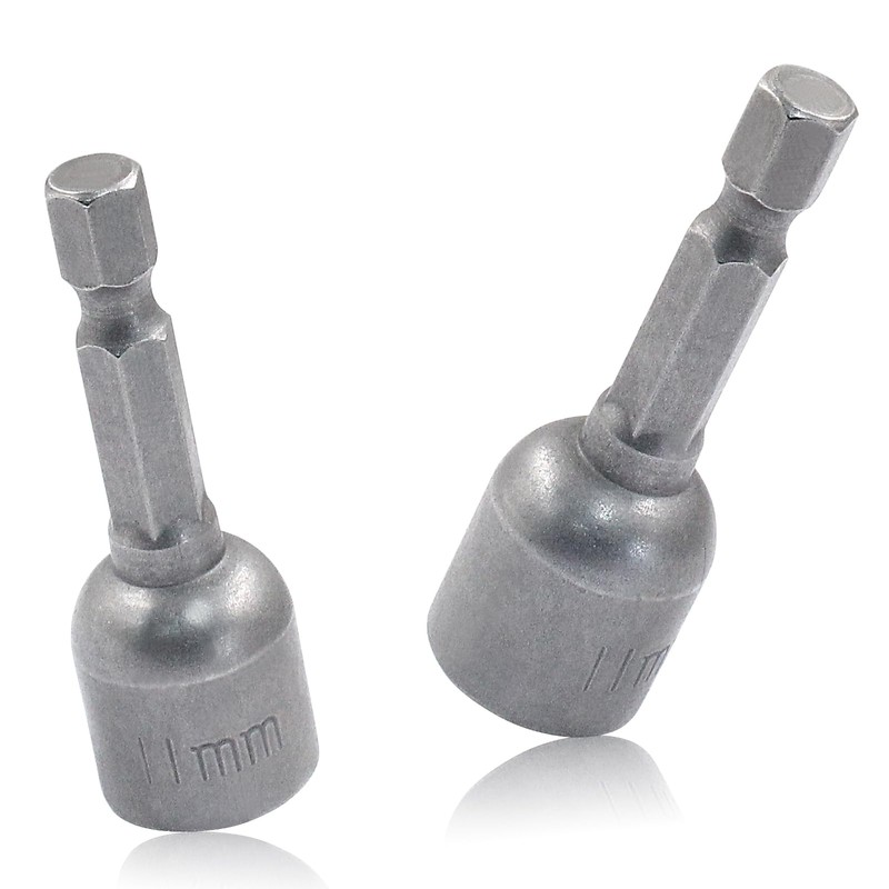 Hordion 2 Pcs Hex Nut Driver Bits 11mm, 1/4" Hex