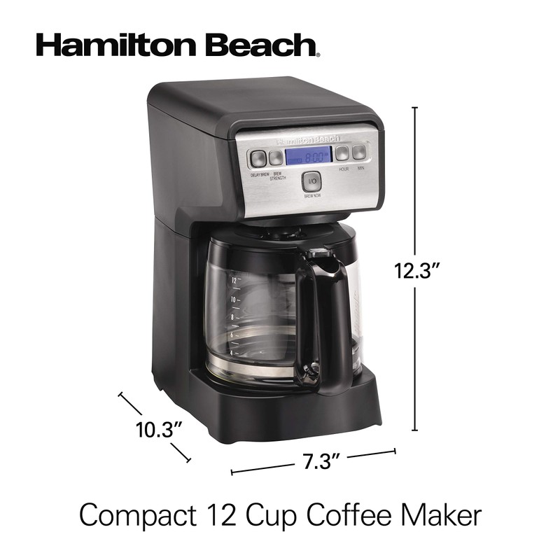 Hamiton Beach 12 Cup Compact Programmable Drip Coffee Maker with