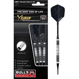 BULL'S X-Grip X7 Soft Dart, Multicoloured (Black/Silver), 18 g