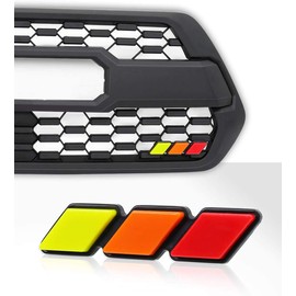 TRD Grille Decor Badge Tri-Color Emblem Diamond Compatible with Toyota 4Runner Tacoma Tundra & Other Mesh or Slotted Grille (Red Orange Yellow)
