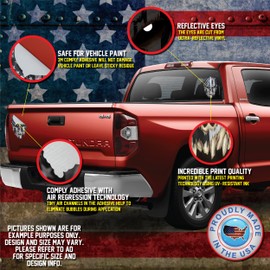 12" Tall Thin Blue Line Skull with Blue Reflective Eyes Police Officer BLM American Flag Vinyl Decal Sticker Car Truck