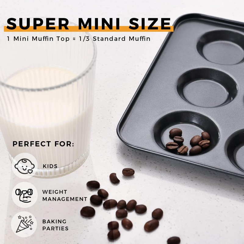 HONGBAKE Mini Muffin Top Pan for Baking, Premium 12 Cavity