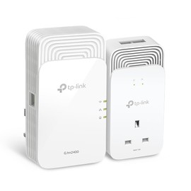 TP-Link Wireless G.hn2400 Powerline AX1800 Wi-Fi 6 Kit, Range Extender/Wi-Fi Booster/Hotspot, Extra Power Socket, 1+2Gigabit Ethernet Ports, Ideal for 8K HD and gaming, Plug and Play (PGW2440 KIT)