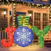 VCUTEKA Christmas Outdoor Decorations - 4FT Christmas Glittering Joy with Gift Box and 70 LED Light for Xmas Home Yard Patio Lawn Garden Festive Holiday Décor