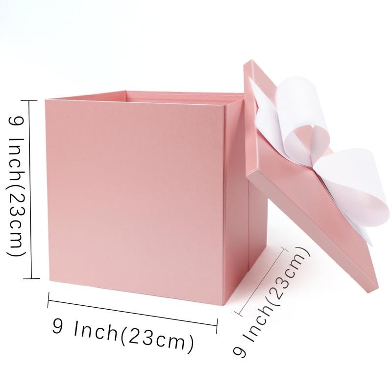 BIOBROWN Medium Birthday Gift Box with Lids, Bow and Tissue
