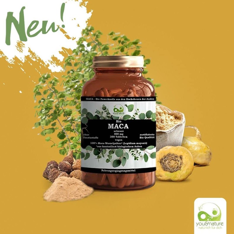 Organic Maca Black 500 mg, 300 Tablets Vegan