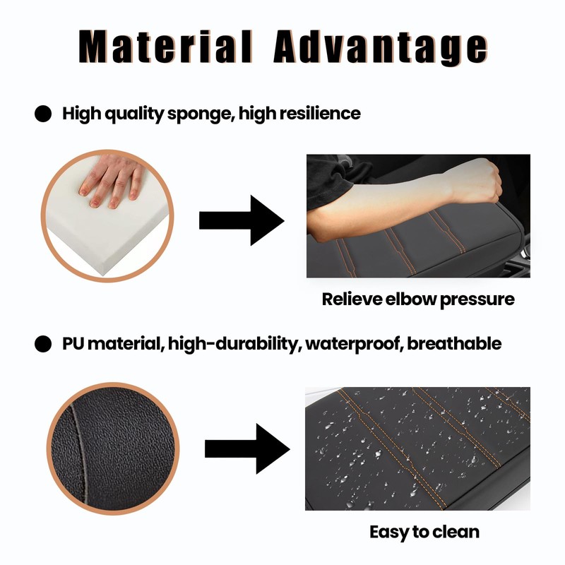 Neepiar Center Console Armrest Leather Cover Compatible with 2023 2024