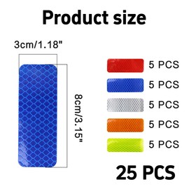 LVYKING 25 Pcs Reflective Stickers, Reflective Tape for Night Visibility, Adhesive Reflective Stickers for Vehicles, Motorcycles, Bicycles, 1.18 x 3.15 Inch