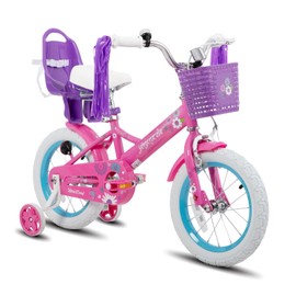 JOYSTAR Kids Bike Little Daisy 12 Inch Girls Bike with Training Wheels Doll Bike Seat Basket & Streamers Princess Kids Bicycle for Girls Toddler of 2-4 Years Toddler Girl Bikes Fuchsia