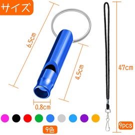 Whistles 9 Pack (9 Colors) Aluminum Whistles Ultra Lightweight Disaster Prevention Rescue Outdoor Activities Emergency Whistle Gym Camping Hiking Referee Props Kids Teachers School Camping Competition Equipment Basketball Hockey Soccer Referee Emergency 