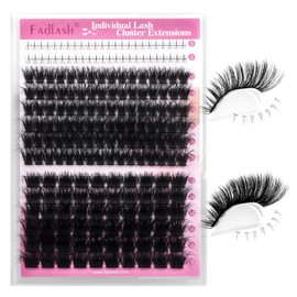 FADLASH Cluster Eyelash Extensions with Bottom Lash Clusters 100D 200D Individual Lashes 12-18mm Eyelash Clusters Fluffy DIY Lash Extensions 3D Effect (100D+200D-12-18mm)