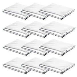 HappyHome Aluminum Blanket, Set of 12, Extra Large, 82.7 x 51.2 inches (210 x 130 cm), Thermal, Emergency Sheet, For Emergencies, Storage, For Cars, Outdoors, Survival Sheet (12, Silver, 82.7 x 51.2