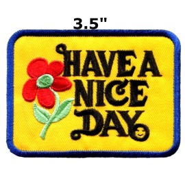 Athena Brands Have a Nice Day Iron-on Patch Vintage 70s Style Retro Hippie Boho Flower