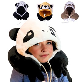 Piggetto Hooded Kids Travel Pillow (Black)