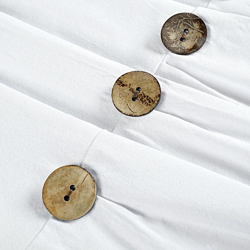 DOSLY IDÉES Farmhouse Shower Curtain, White Cloth Button Curtain, Cotton