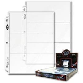 50 sheets 3 pocket pages Currency Bills Photo 3 1/2 X 8 Coupons