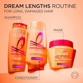 L'Oreal Paris Elvive Dream Lengths Ultimate Haircare Set – 400ml Shampoo, 300ml Conditioner, 300ml Saviour Mask & 100ml Frizz Killer Serum (4-Piece Set)
