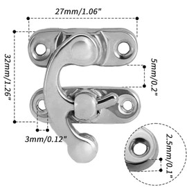 Biaungdo 5pcs Retro Vintage Style Swing Bag Clasp Closure Lock Latch for Furniture Wooden Box Jewelry Case Silver Tone with Mounting Screw & Screwdriver, 33 x 29 mm