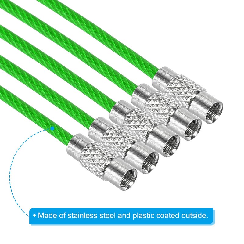 [PATIKIL] 4PCS 110mm Wire Length Keychain Cable Stainless Steel Key