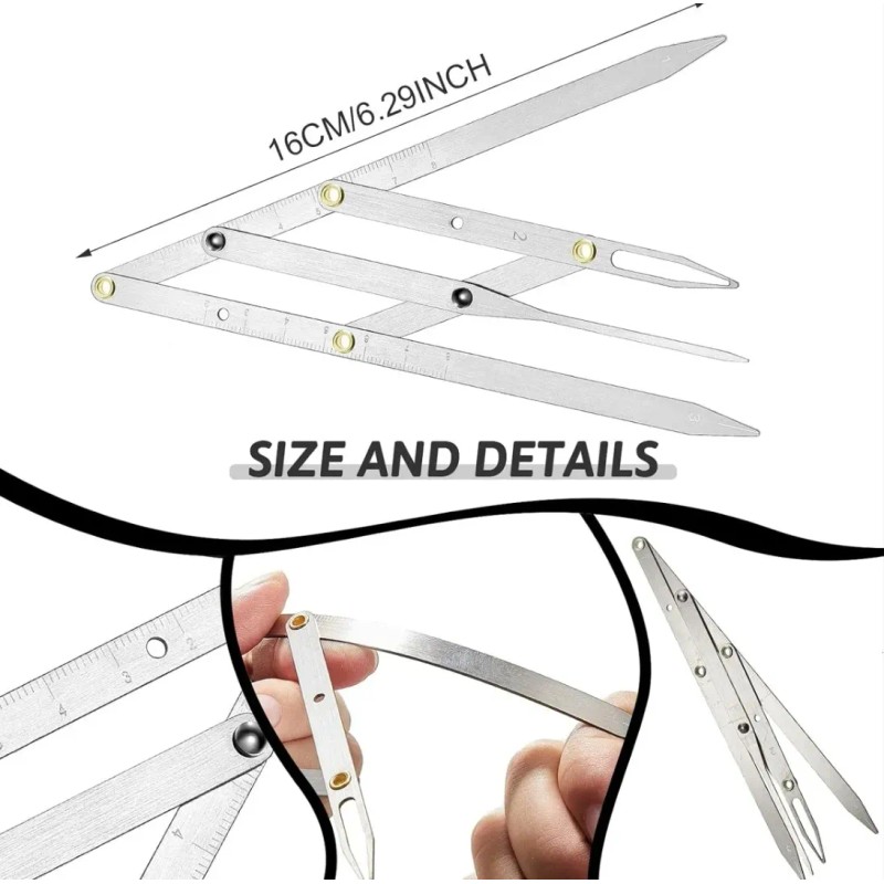 Kit De Regla Microblading Diseño Compas Cejas Perfectas 6pcs