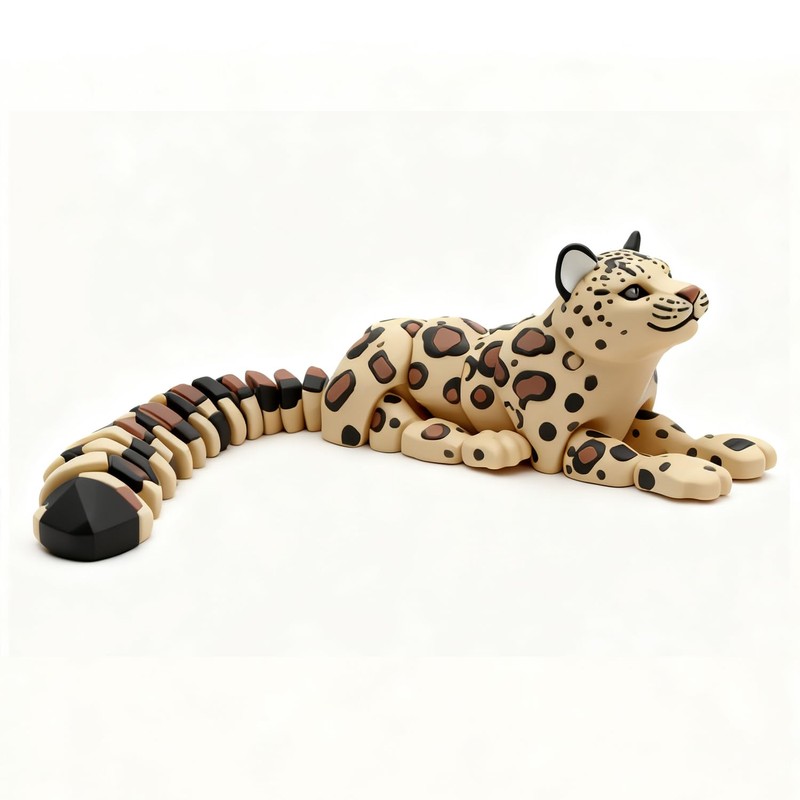 QINGMIAO 8.3 Inch 3D Printed Animals Snow Leopard Realistic, 3D