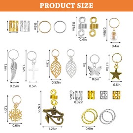200 Pieces Hair Accessories for Braids Decorations, Dreadlocks Metal Hair Cuffs, Hair Jewelry Rings, Hair Rings for Braids, Dreadlocks Hair Jewelry for Braids, Hair Braid Rings Pendants for Women Man