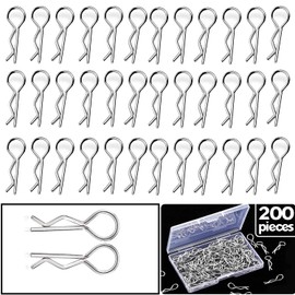 HUAZIZ 200 Pieces RC Car Body Clip Pins,Stainless Steel R Type,Body Shell Clip,RC Car Shell Body Clip Pins,1.2 mm Universal 1/10 Medium Scale RC Model Car Truck Buggy Boat Crawler Short Course Shell