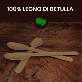 300 Eco-Friendly Disposable Birch Wood Spoons - 100% Natural, Biodegradable and Compostable for Use and Throwing