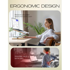 CIRYCASE Laptop Stand Wood + Aluminum, Ergonomic Foldable Laptop Riser for Desk with Adjustable Height, Portable Computer Stand, Compatible with MacBook Pro/Air, HP, 10-16" Notebooks (Walnut Grain)