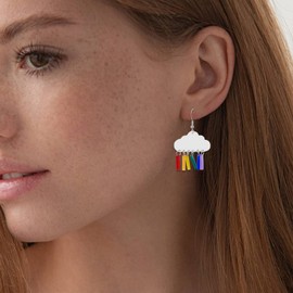 Cloud Earrings for Women Rainbow Rain Cloud Dangle Earrings Lightning Raindrop Earrings for Girls (B: rainbow cloud earrings)