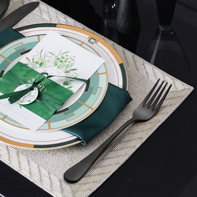 Black Dinner Forks Set of 12, LIANYU Stainless Steel Silverware