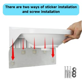 Wall Mount Bathroom Sink 17.7"x13.4" No-Drill Installation Self-Adhesive Wash basin with 1.26 Faucet Hole Bathroom Sinks Floating Vanity Sink for Lavatory Room Basin Plastic Rv Sink for Home Garage