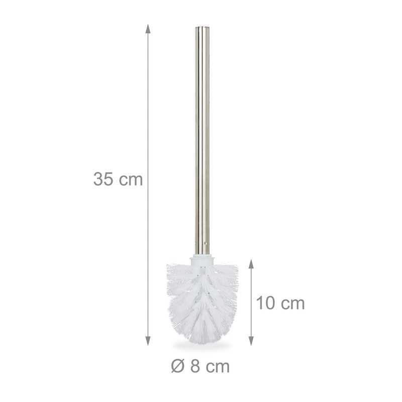 Relaxdays Toilet Brushes, Set of 2, Replacement, Removable Head, Stainless