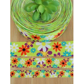 Unbranded 5/8, 7/8 & 1.5" (1 YD) Daisy Grosgrain Ribbon Floral Mother's Day Wreath Gift  - 5/8 inch