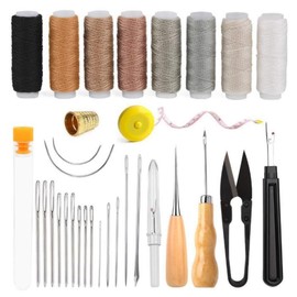 HappyHome Leather Craft Thread Sewing Needle Leather Tool Set Thousand Eyelets Finger Protection Wheel DIY Handmade Accessories
