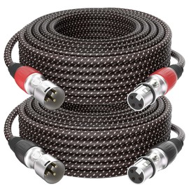 Birvemce 2 Pack Premium 25FT XLR Cables, XLR Microphone Cable, Mic Cable