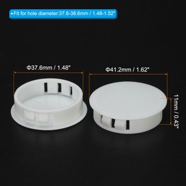 PATIKIL 38mm (1.5") Plastic Hole Plugs, 20Pcs Flush Type Round Hole Plugs Cover Snap in Locking Hole Tube for Table Kitchen Cabinet Furniture, White
