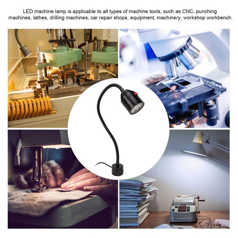 LED Machine Tool Lamp Magnetic Base Flexible Gooseneck 900LM Metal