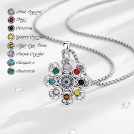 Eudora Hand of Fatima Hamsa Chain Witches Knot Chains for Women S925 Sterling Silver Celtic Knot Moonstone Opal Witcher Necklace Wicca Pendant Amulet Runes Jewellery Gift for Women, Sterling Silver,