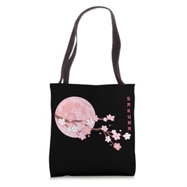 Sakura Japanese Cherry Blossom Moon design Tote Bag