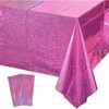SINGOMON 2PCS Hot Pink Tablecloth Purple Table Cloth Glitter Laser