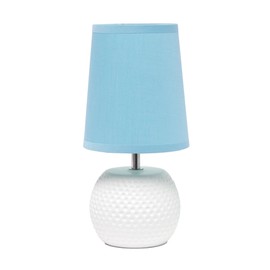 Simple Designs LT2084-BLU Mini Studded Texture White Ceramic Bedside Table Lamp, Blue
