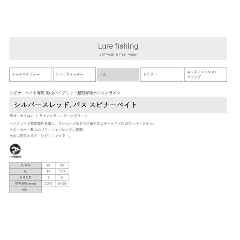 Silver Thread Bass Spinner Bait 100m 20lb