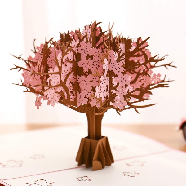 Liif Cherry Blossom Pop Up Greeting Card, 3D Tree Card, Pop Up Card for all occasions, Birthday, Mother’s Day, Anniversary, Get Well (Pink)