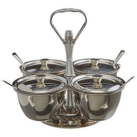 Winco 4-Unit Stainless Steel Relish Server