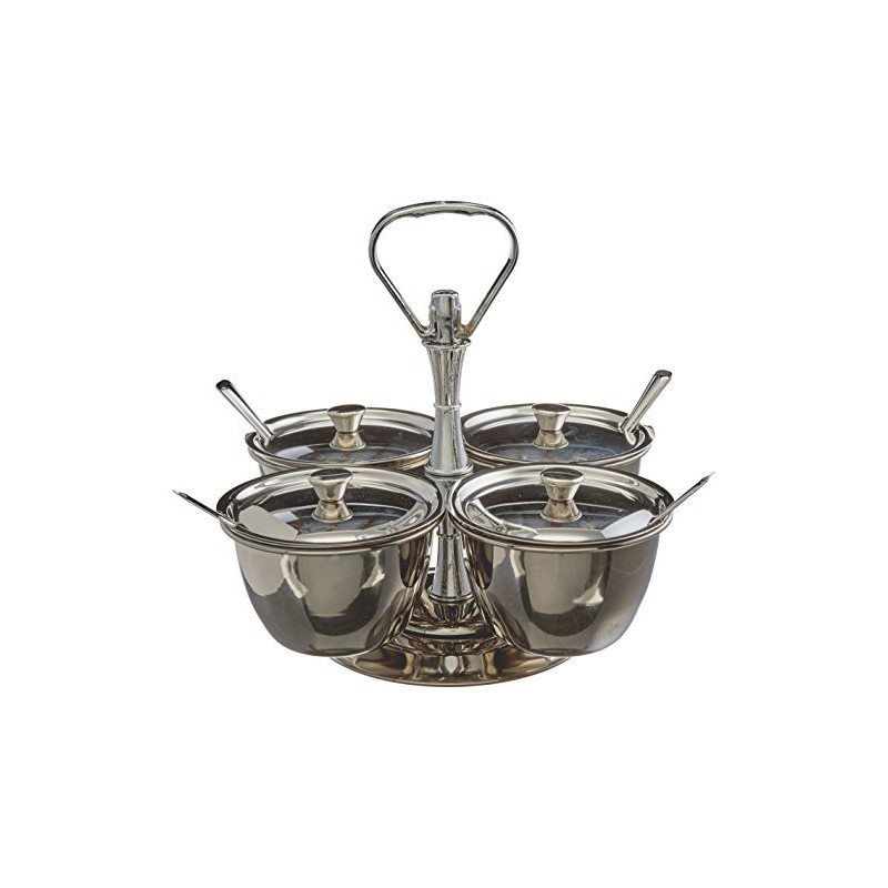 Winco 4-Unit Stainless Steel Relish Server